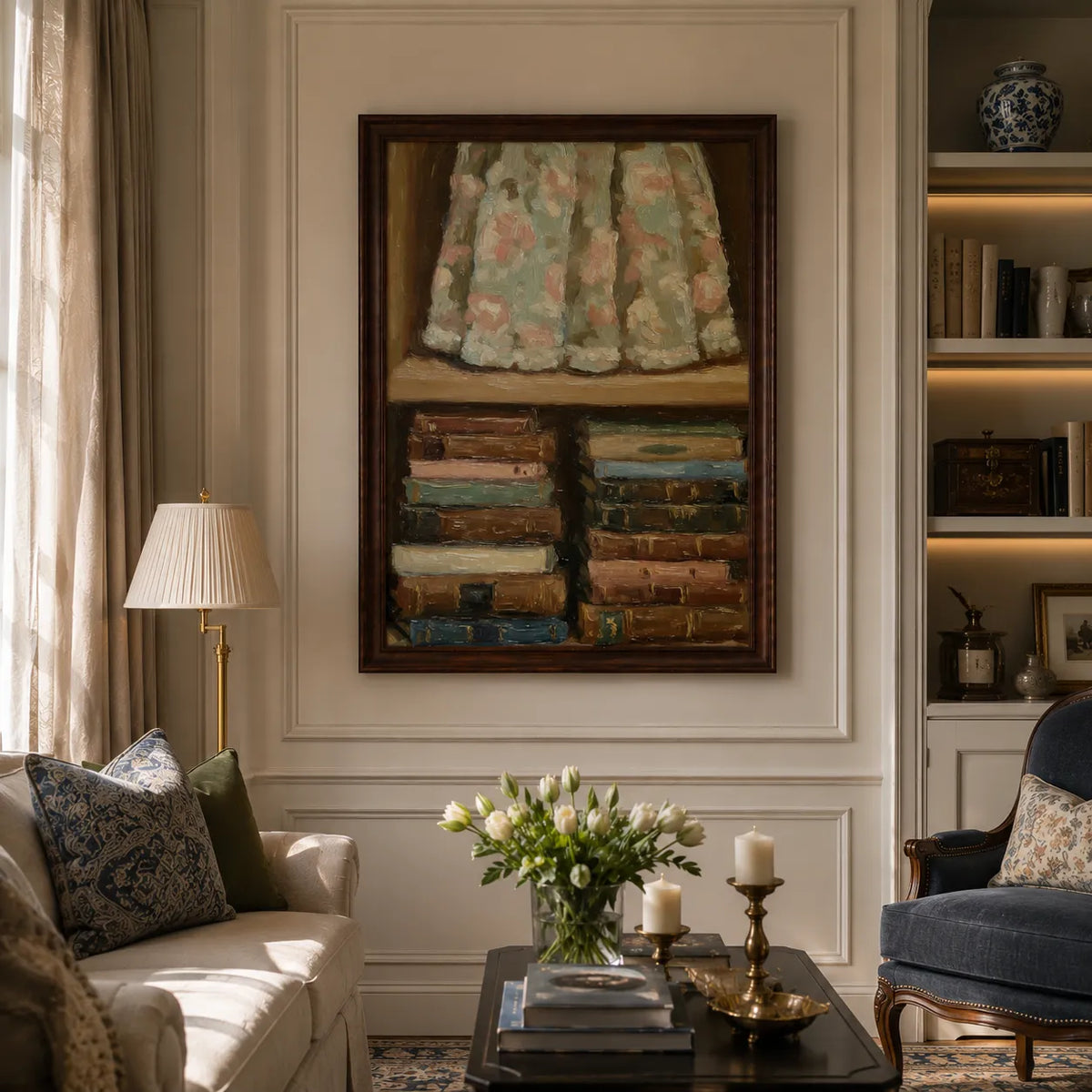 Rose Linen & Bookshelf