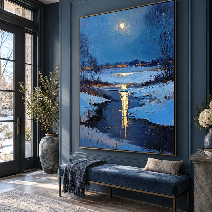 Moonlight Over the Winter River