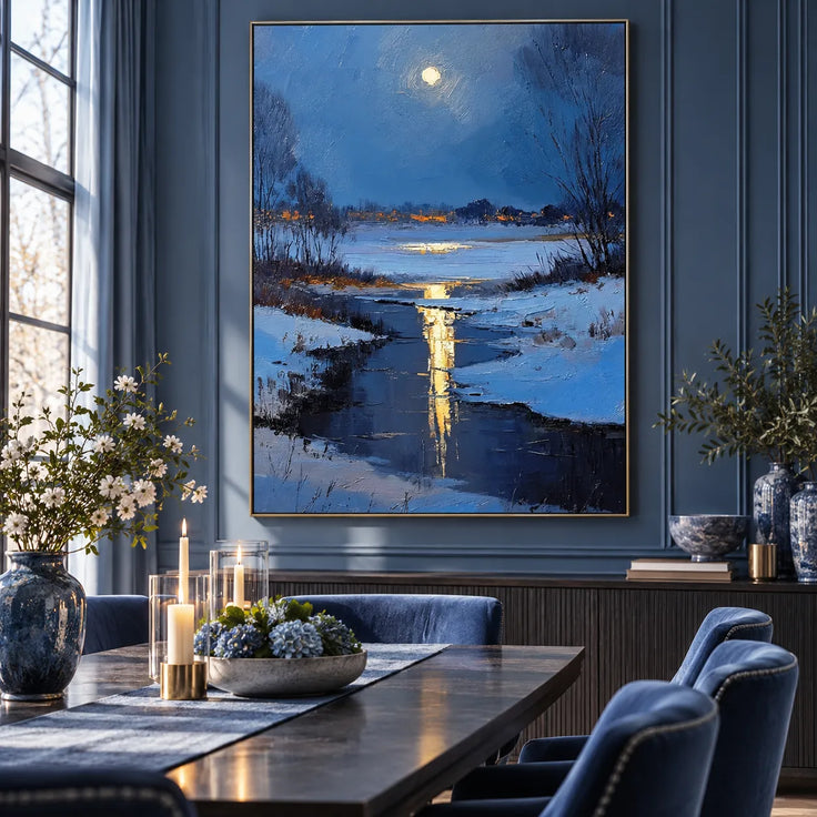 Moonlight Over the Winter River