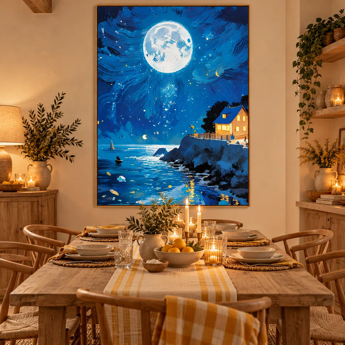 Moonlit Haven by the Sea