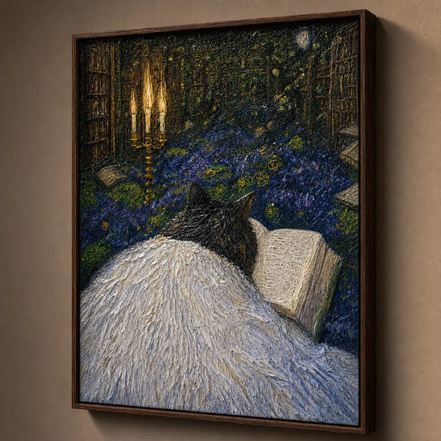 Moonlit Reading Cat