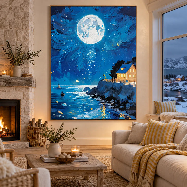 Moonlit Haven by the Sea