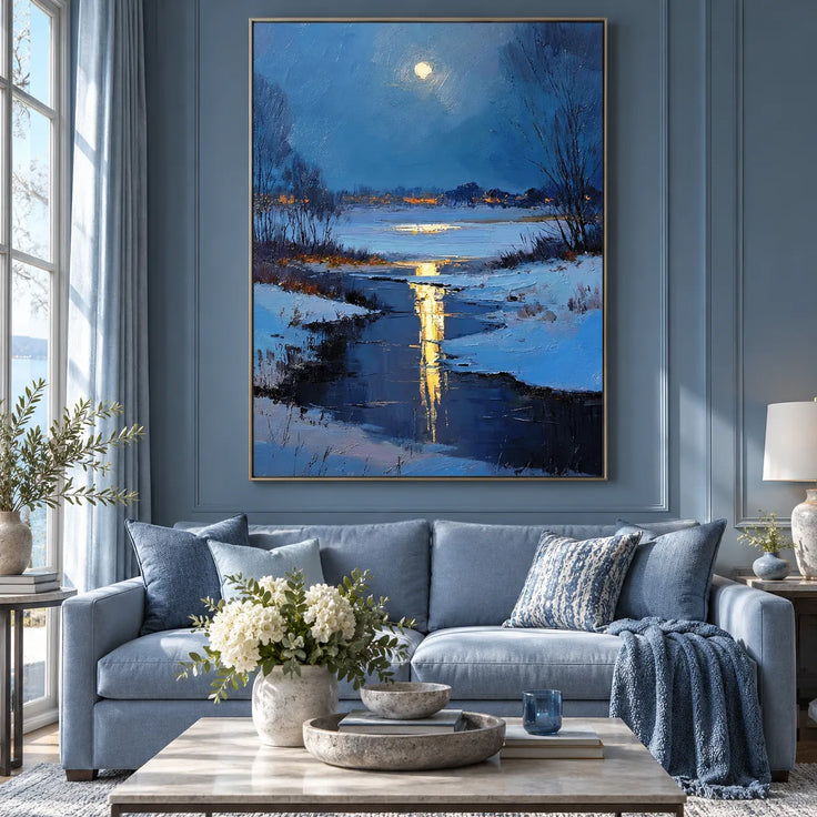 Moonlight Over the Winter River
